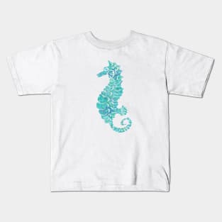 Seahorse Design in Blues Kids T-Shirt